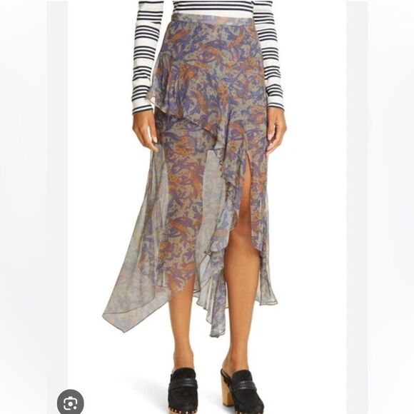 NWT Veronica Beard Trixie Illusion Asymmetrical Skirt Seafoam Green Size 12 - Picture 4 of 12